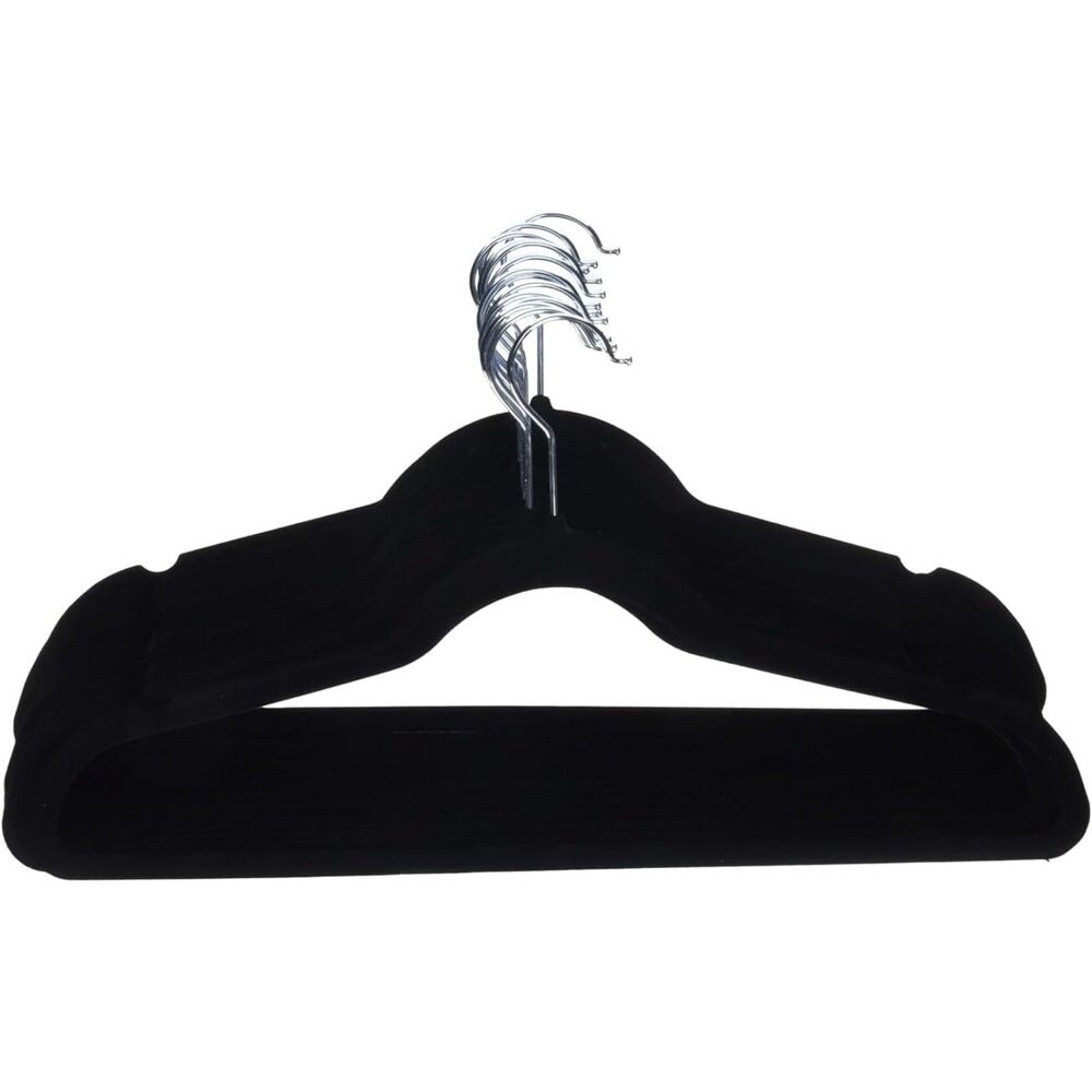 30 Premium Velvet Hangers 30 Pack Black Non Slip - Heavy duty Hook Swivel